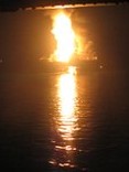 Rig fire at night